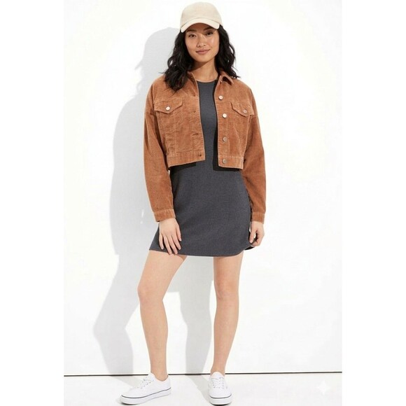 American Eagle Outfitters Jackets & Blazers - American Eagle Outfitters Corduroy Trucker Jacket Women  M  Brown Button Front
